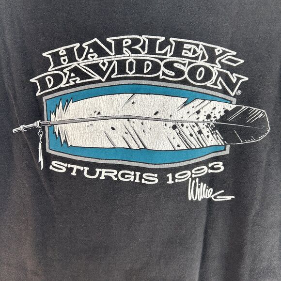 Vintage 1993 Harley Davidson Sturgis Men's XL T-shirt Hanes Beefy Tag - Willie G - Picture 6 of 9